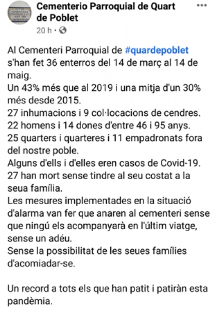 COVID19- CEMENTIRI PARROQUIAL