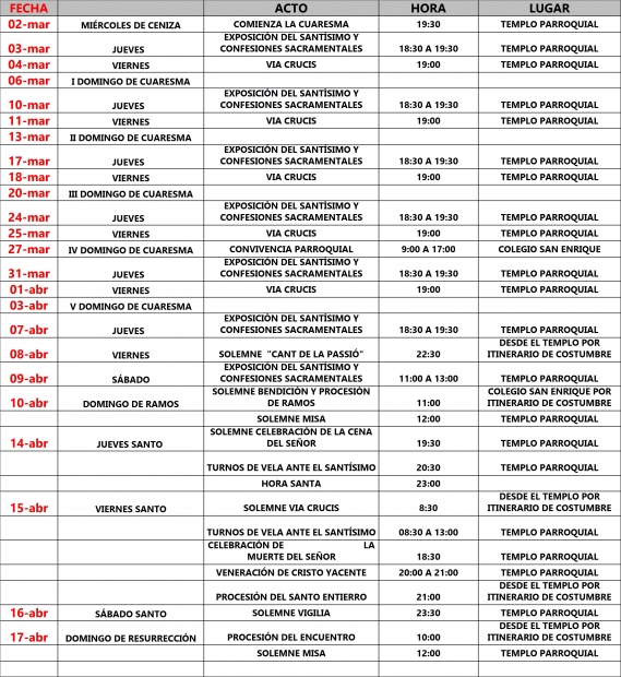 CELEBRACIONS I ACTES PER A LA CUARESMA I SETMANA SANTA 2022