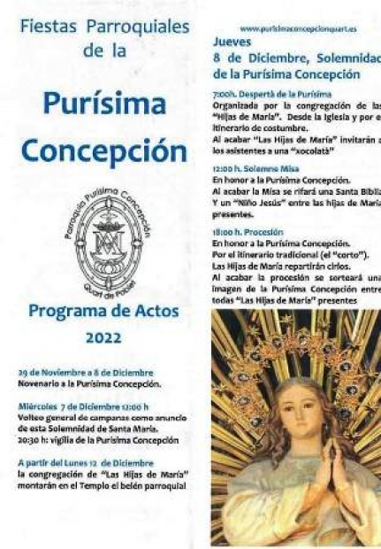 8 DESEMBRE. FESTIVITAT DE LA PURSSIMA CONCEPCI, TITULAR DE LA PARRQUIA