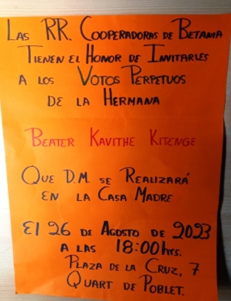 Invitaci Congregaci Cooperadores de Betania