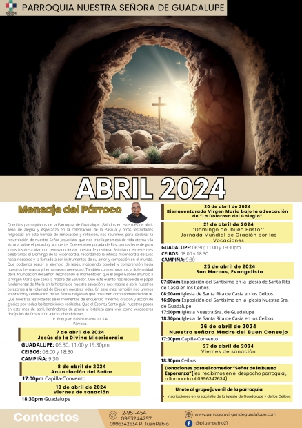 Agenda del mes de Abril 2024